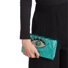Load image into Gallery viewer, Kurt Geiger Clutch Womens Blue Kensington Eye Quilted Leather Wallet on a Chain