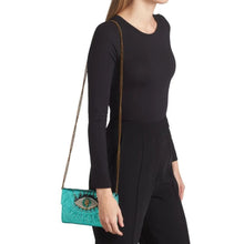 Load image into Gallery viewer, Kurt Geiger Kensington Clutch Crossbody Blue Eye Quilted Leather Wallet Chain