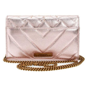 Kurt Geiger Clutch Womens Pink Kensington Eye Quilted Leather Wallet on a Chain