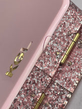 Load image into Gallery viewer, Kurt Geiger Clutch Womens Pink Shoulder Bag Perfume Kiss Lock Glitter Acrylic