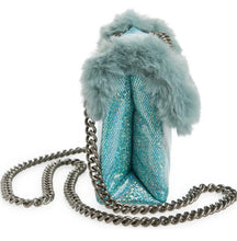 Load image into Gallery viewer, Kurt Geiger Mini Kensington Crossbody Womens Blue Faux Fur Quilted Glitter Bag