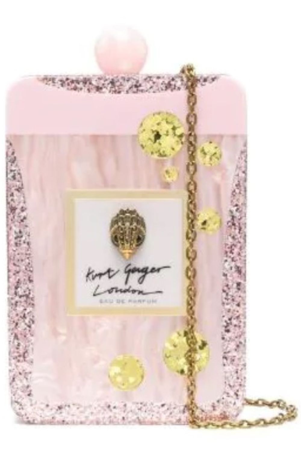 Kurt Geiger Women's Perfume Clutch Kiss Lock Pink Glitter Acrylic Shoulder Bag
