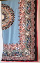 Load image into Gallery viewer, Liberty London Cotton Silk Scarf Large Blue Oblong Floral Paisley Lightweight