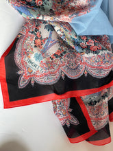 Load image into Gallery viewer, Liberty London Cotton Silk Scarf Large Blue Oblong Floral Paisley Lightweight