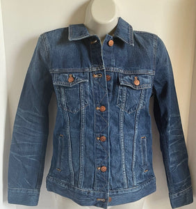 Madewell Jacket Womens Extra Small Blue Denim Distressed Cotton Relaxed Fit