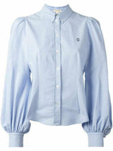 Load image into Gallery viewer, Marc Jacobs Women&#39;s Button Up Bishop Sleeve Cotton Blue Oxford Shirt - 10