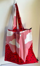 Load image into Gallery viewer, Marimekko Tote Womens Mansikkavuoret Print Red Cotton Shopping Bag