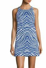 Load image into Gallery viewer, Milly Zebra A-line Sleeveless Racer Back Stretch Cotton Shift Blue Dress - 6
