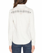 Load image into Gallery viewer, Mother Shirt Womens Extra Small Off White All My Ex&#39;s Western Embroidered Cotton