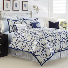 Load image into Gallery viewer, Nautica Queen Full Duvet Cover Blue Palmetto Bay Paisley Cotton 88x92in