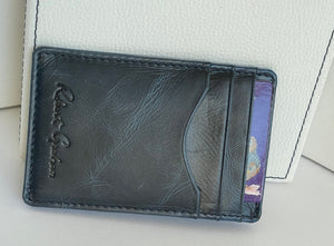 Robert Graham Men's RFID Haussman Card Case Slim Leather Blue Wallet, Boxed