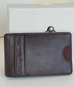 Robert Graham Men's RFID Haussman Card Case Slim Leather Brown Wallet, Boxed