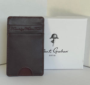 Robert Graham Men's RFID Haussman Card Case Slim Leather Brown Wallet, Boxed