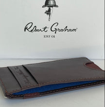Load image into Gallery viewer, Robert Graham Men&#39;s RFID Haussman Card Case Slim Leather Brown Wallet, Boxed