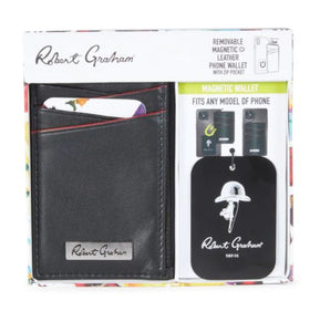 Robert Graham Wallet Mens Black Removable Leather Magnetic Phone Zip Pocket