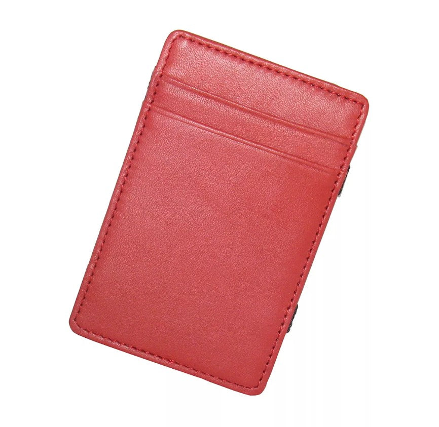 Royce New York Card Wallet Mens Magic Bifold 4-Sided Red Leather Slim , NIB