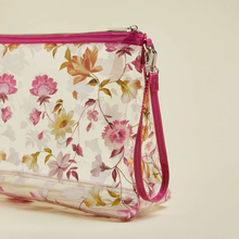 Load image into Gallery viewer, Ted Baker Makeup Bag Womens Large Floral Vinyl Toiletry Clear Pink Pouch