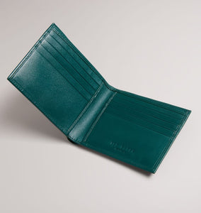 Ted Baker Wallet Mens RFID Green Leather Bifold Slim Billfold Boxed