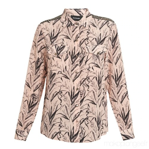 The Kooples Long sleeve silk floral beaded shirt for women