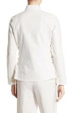 Load image into Gallery viewer, Tory Burch Jacket Womens Extra Large White Military Stand Collar Cotton Blazer