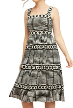Load image into Gallery viewer, Tracy Reese Women&#39;s Sleeveless Square Neck A-line Black Midi Dress, Small (petite)