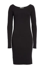 Load image into Gallery viewer, Vince Dress Womens Small Black Scoop Neck Long Sleeve Rib Knit Merino Wool