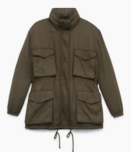 Load image into Gallery viewer, Aritzia Women's Oversized Parka Removable Hood Utility Khaki Winter Jacket - L