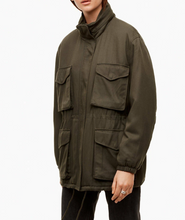 Load image into Gallery viewer, Aritzia Women's Oversized Parka Removable Hood Utility Khaki Winter Jacket - L