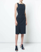 Load image into Gallery viewer, Adam Lippes Dress 0 Womens Blue Sleeveless Sheath Knee Length Tailored Cotton