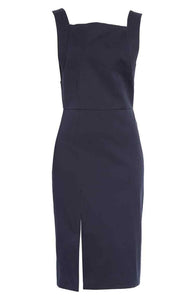 Adam Lippes Dress 0 Womens Blue Sleeveless Sheath Knee Length Tailored Cotton