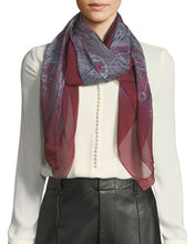 Load image into Gallery viewer, Liberty London Women’s Hera Peacock Feather Silk Square 43x51in Blue Scarf