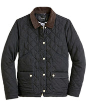 Load image into Gallery viewer, J Crew Quilted Black Barn Utility Jacket made from sustainable fabric for women