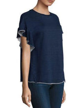 Load image into Gallery viewer, AG Sweater Womens Medium Crew Neck Short Sleeve Blue Boyfriend Sweatshirt