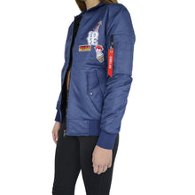Load image into Gallery viewer, CHRLDR Women&#39;s Bomber Flight Jacket - Bisou Embroidered Patch Blue - XS - Luxe Fashion Finds