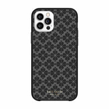 Load image into Gallery viewer, Kate Spade iPhone 12 and 12PRO Case Black Glitter Spade Flower Hardshell Bumper**