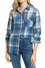 Load image into Gallery viewer, Current Elliott Shirt Womens Extra Small Blue Boyfriend Button-Up Plaid Cotton