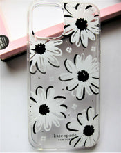 Load image into Gallery viewer, Kate Spade iPhone 12 &amp; 12PRO White/Black Daisy Glitter Clear Hardshell Case, NIB