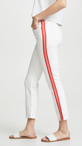 Mother Jeans Womens 25 White Dazzler Racer Stripe Mid Rise Crop Slim Pant
