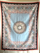 Load image into Gallery viewer, Liberty London Scarf Womens Large Blue Oblong Cotton Silk Floral Paisley 56x44in