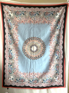 Liberty London Scarf Womens Large Blue Oblong Cotton Silk Floral Paisley 56x44in