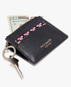 Kate Spade Wallet Womens Pink Cardholder Mini Spencer Dots  Zip Coin Keyring