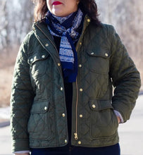 Load image into Gallery viewer, J Crew Jacket 2X Womens Green Quilted Downtown Zip/Snap Cotton Field, Plus