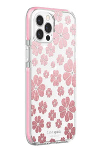 Kate Spade iPhone 12/12 Pro Pink Glitter Spade Flower Protective Hardshell Case, NIB