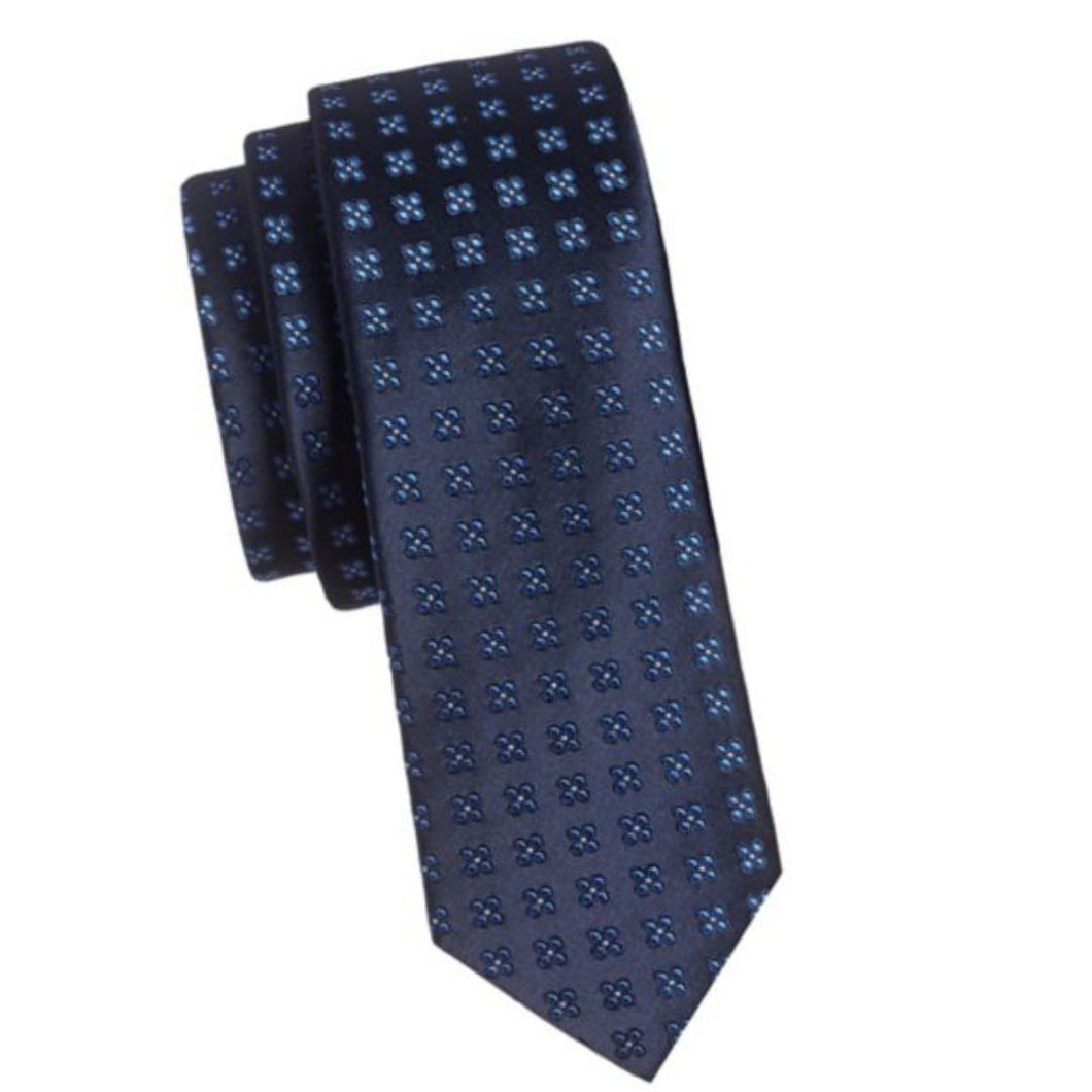Haight Ashbury Men’s Silk Modern Floral Classic Skinny Tie, Blue - Luxe Fashion Finds