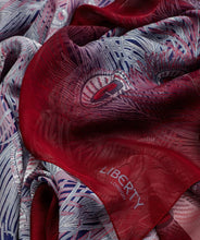 Load image into Gallery viewer, Liberty London Scarf Womens Red Blue Oblong Silk Blend Hera Peacock 43x51in