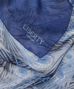 Liberty London Women’s Hera Peacock Feather Silk Square 43x51in Blue Scarf