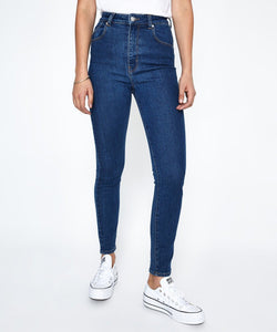 Rolla’s Women’s East Coast Ankle High Rise Skinny Stretch Jeans, Highway Blue - Luxe Fashion Finds