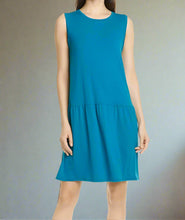 Load image into Gallery viewer, Eileen Fisher Women’s Sleeveless Drop Waist A-Line Tencel Jersey Blue Dress  - Luxe Fashion Finds