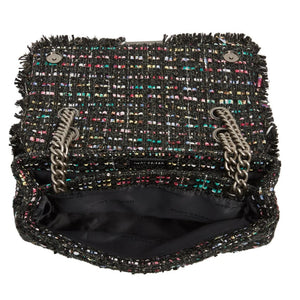 Kurt Geiger Women’s Large Brixton Lock Colorful Tweed Sequin Black Crossbody Bag