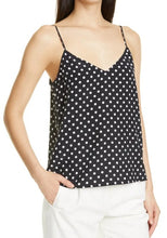 Load image into Gallery viewer, Equipment Women’s Layla V-Neck Polkadot Silk Cami Navy Blue Tank Top